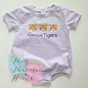 Baby Boy Bubble - Purple Stripe Bubble - Tigers Bubble - Baby Boy Outfit - Baby Shower Gift