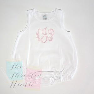 Monogrammed  Baby Bubble -  White Monogrammed Bubble - Monogrammed Romper - Romper Bubble - Baby Girl Romper - Baby Girl Sunsuit -
