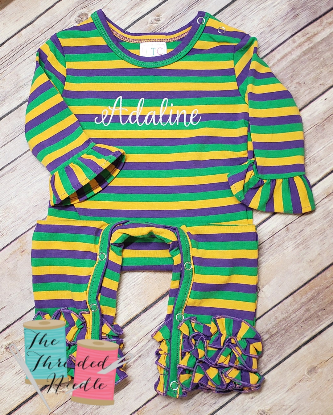 Baby Mardi Gras Outfit Mardi Gras Striped Romper Etsy