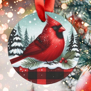 Acrylic Cardinal Ornament, Cute Cardinal Design, Christmas Tree Decoration, Holiday Gift, Winter Decor, Bird Lover Ornament