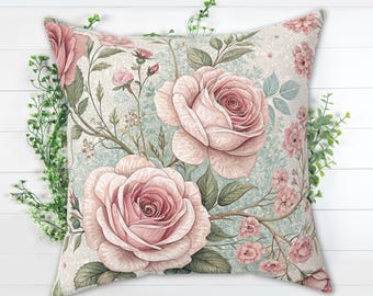 Cojín floral shabby chic: cojín decorativo cottagecore