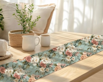 Chemin de table floral en coton : décoration de salle à manger Cottagecore de style vintage