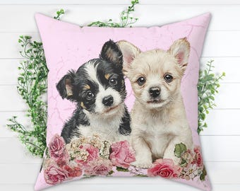 Floral Puppy Pillow – Dog Lover Throw Cushion