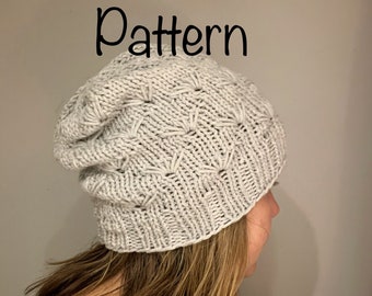 The Dandelion Seed Slouchy Beanie knitting Pattern **not a finished product**