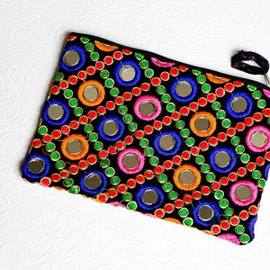 Mirror-Work Real Glass Embroidered Handmade Purse Handbag