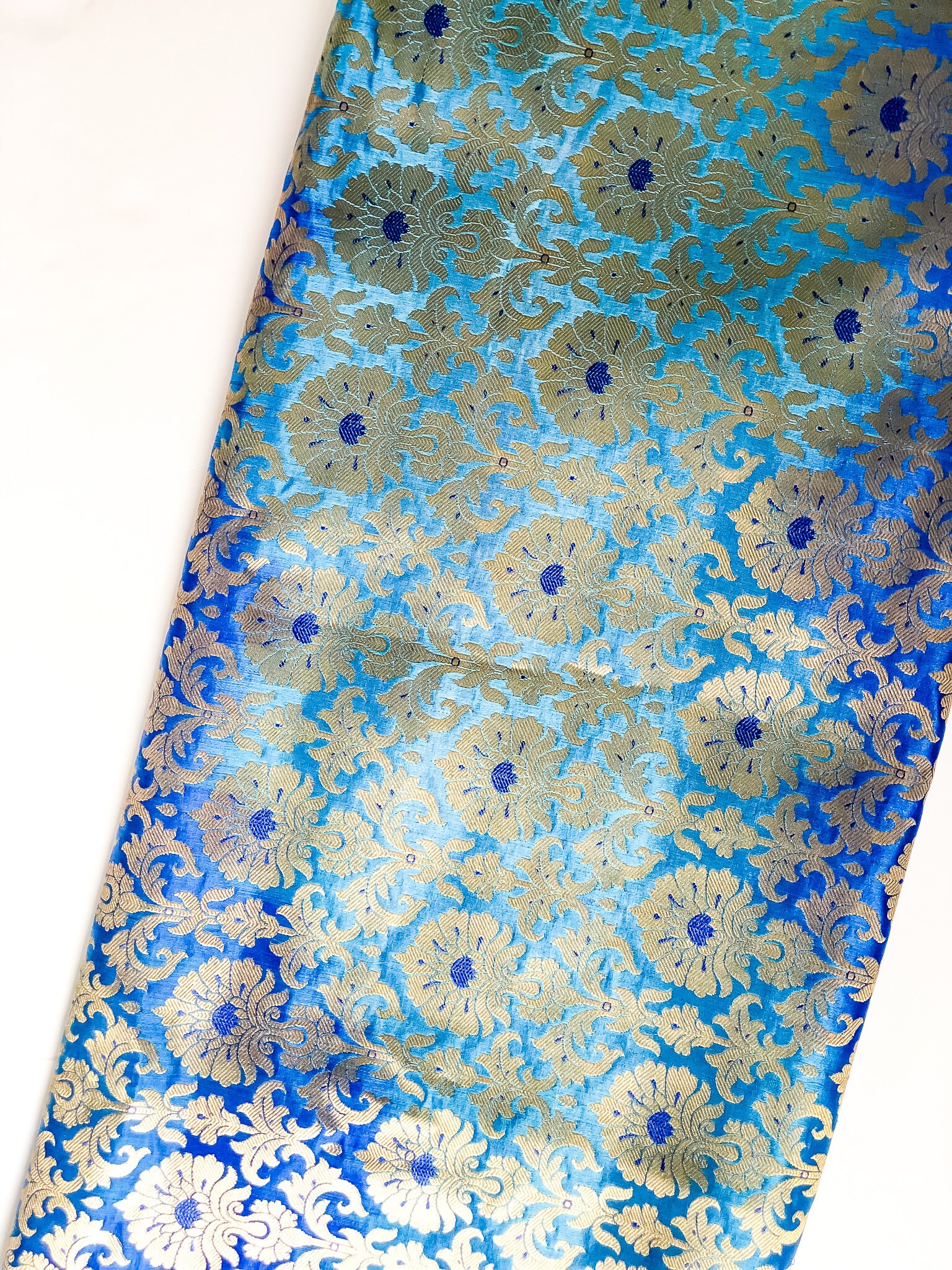 Shades of Blue Ombre Art Silk Handcrafted Banarasi Brocade | Etsy