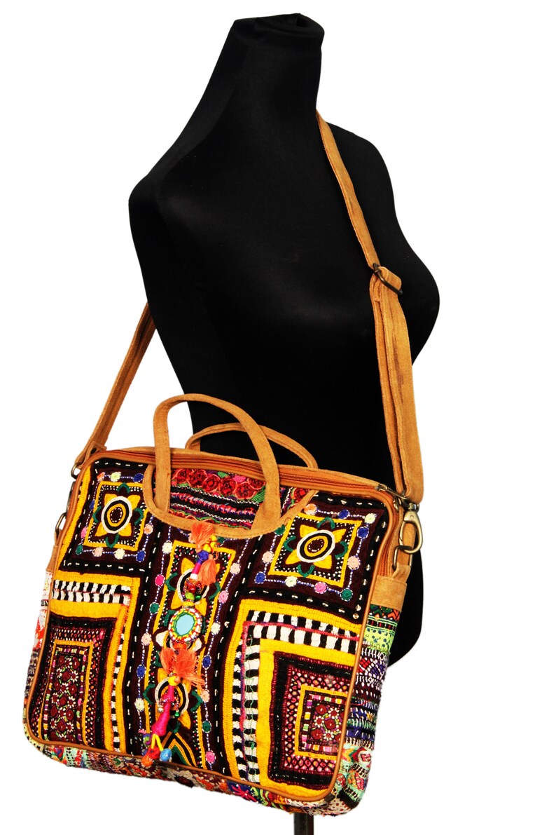 Vintage Boho Suede Leather Jaipur Laptop Bag With Antique Etsy