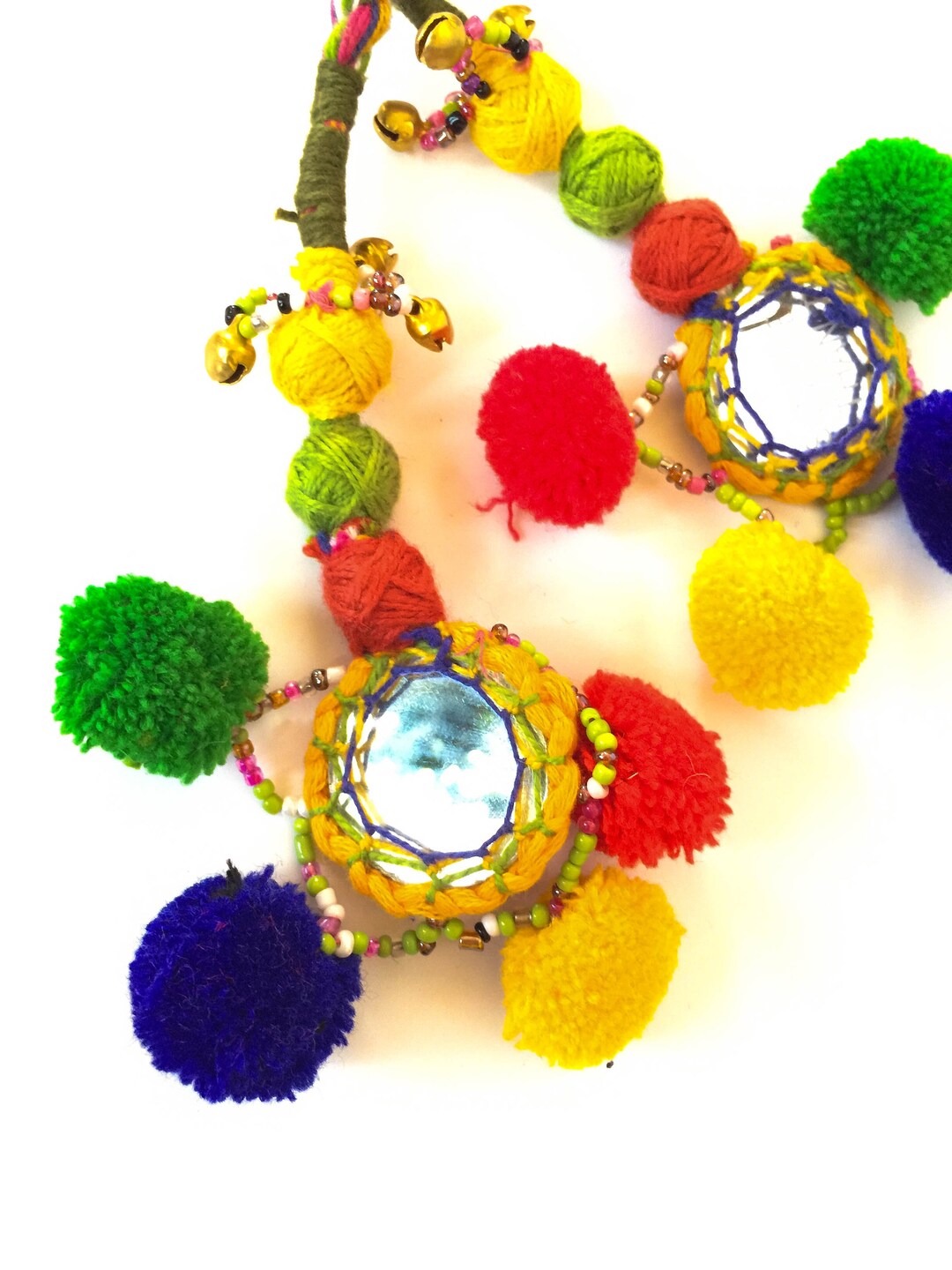 Handmade Jaipur Colorful Tassel With Cotton Threads, Pom Pom, Bells