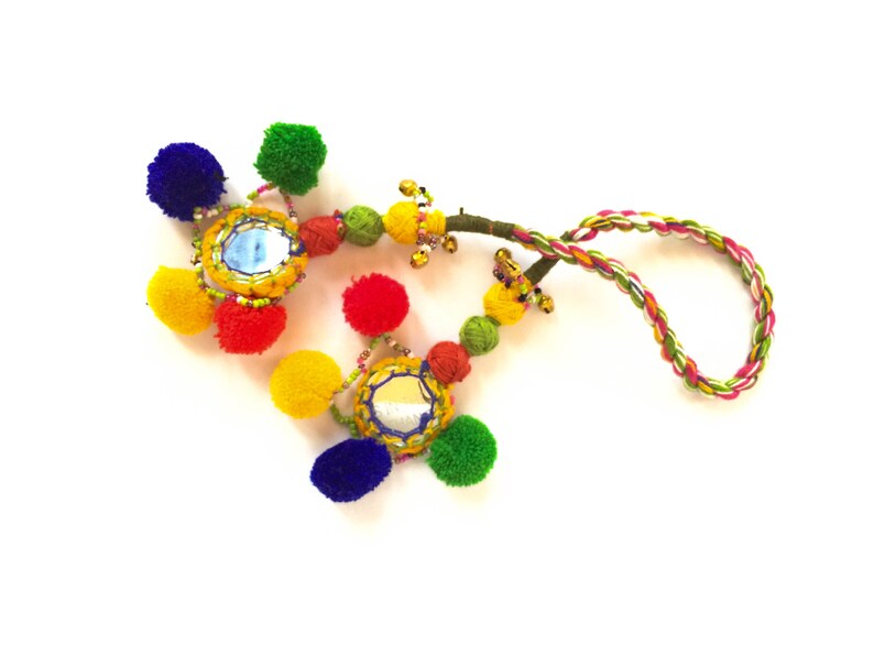 Handmade Jaipur Colorful Tassel With Cotton Threads, Pom Pom, Bells