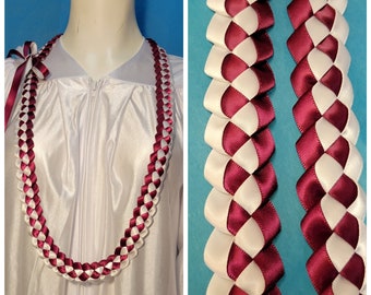3/8&quot; Ribbon Lei - Maroon & color