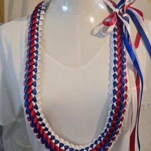 Red, White & Blue Double Ribbon Lei