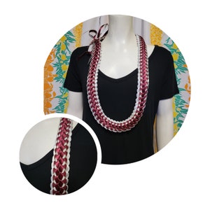 Collier double ruban bordeaux et bordeaux dorés