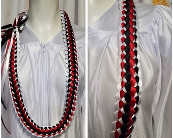 3/8" Black, Red, White ribbon lei