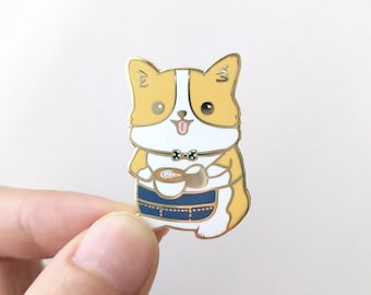 Corgi Barista Pin, Corgi Pin, Barista Pin, Corgi Lover Pins, Enamel Pin, Lapel Pin, Pin, Pins, Welsh Corgi Pin, Dog Pin, Dog Lover Pin