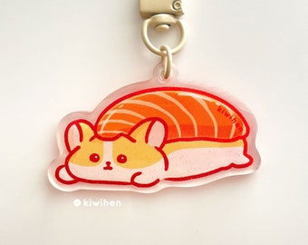 Salmon Sushi Corgi Acrylic Charm