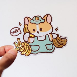 Corgi Vinyl Glitter Autocollant Banane