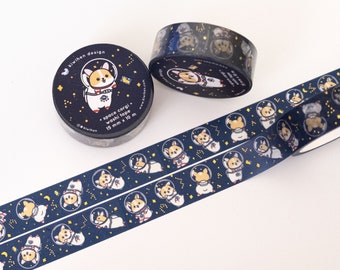 Washi Tape Corgi in Space (Gold Foil)