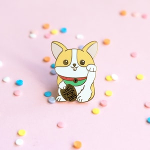 Lucky Corgi Pin, Year of the dog, Enamel Pin, Pins, Welsh Corgi, Cute Pins, Dog Pin, Corgi Pins, Corgi, Gift for dog lover, corgi lover
