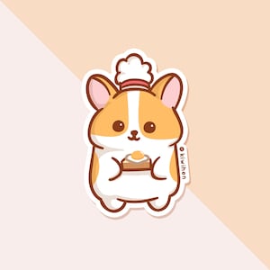 Corgi Baker Sticker, Corgi Sticker, Dog Stickers, Cute Stickers, Bread Stickers, Kawaii Stickers, Planner Stickers, Vinyl Sticker