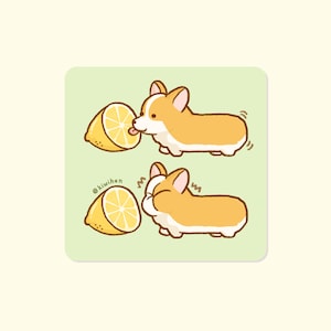 Sour Lemon Corgi Sticker, Corgi Sticker, Vinyl Sticker, Cute Stickers, Stickers, Laptop Stickers, Water Bottle Sticker, Meme Stickers
