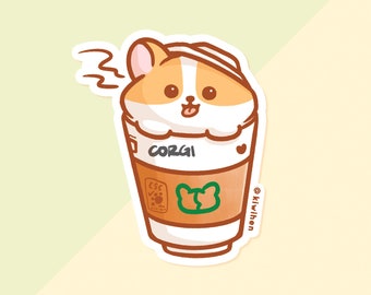 Coffee Corgi Sticker