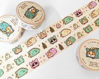 Washi Tape Dino Corgi