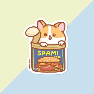 Sticker Spam Corgi, Sticker Corgi, Vinyle Autocollant, Sticker Nourriture, Stickers Spam, Stickers, Stickers Ordinateur Portable, Sticker Bouteille D'eau, Corgi