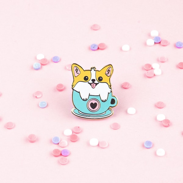 Corgi Pin, Pins, Enamel Pin, Lapel Pin, Hard Enamel Pins, Cloisonné, Welsh Corgi, Dog Pins, Animal Pins, Cute Pins, Kawaii Pins, Food Pins