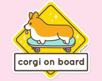 Corgi On Board Vinyl Bumper Sticker, Corgi Lover Gift