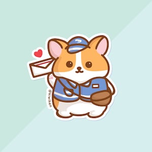 Autocollant de transporteur de courrier Corgi, Autocollant Corgi, Autocollant postal, Autocollant de courrier, Autocollant mignon, Autocollant Kawaii, Autocollant de planificateur, Cadeaux Corgi, Corgi