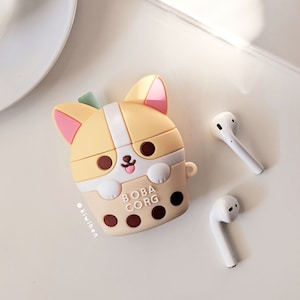 Boba Corg Airpod Case (Gen. 1 & 2), Airpods Cases, Cute Airpods Case, Milk tea Airpod Case, Kawaii Airpods Case, Corgi Gift, Airpod Cover