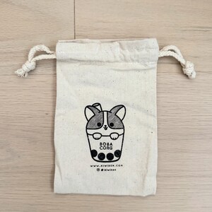 Boba corg canvas drawstring bag