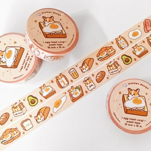 Eggtoast Corgi Washi Tape, Corgi Washi Tape, Cute Washi Tape, Washi Tape, Paper Tape, Planner Tape, Tape, Corgi Stickers, Corgi Gifts