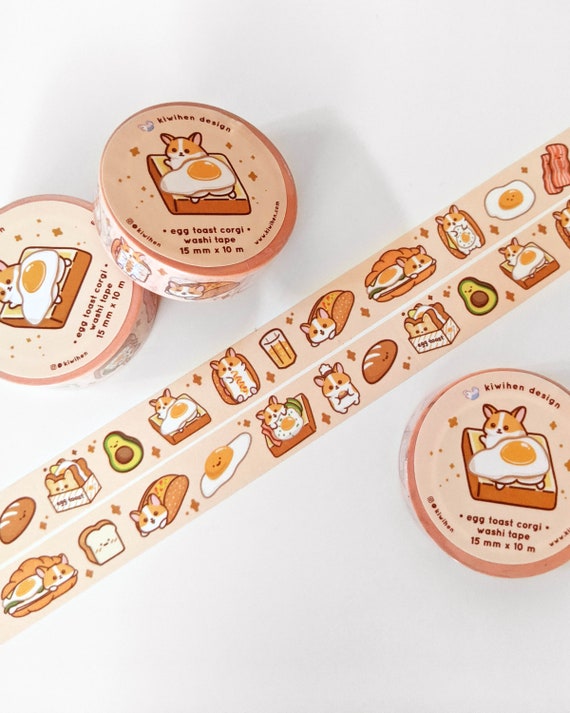 Eggtoast Corgi Washi Tape, Corgi Washi Tape, Cute Washi Tape, Washi Tape, Paper Tape, Planner Tape, Tape, Corgi Stickers, Corgi Gifts