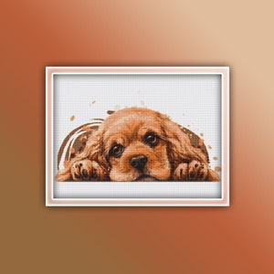 Cocker Spaniel Cross Stitch Pattern 2 Instant PDF Download - Dog Watercolor Cross Stitch Pattern - Animal Cross Stitch Pattern