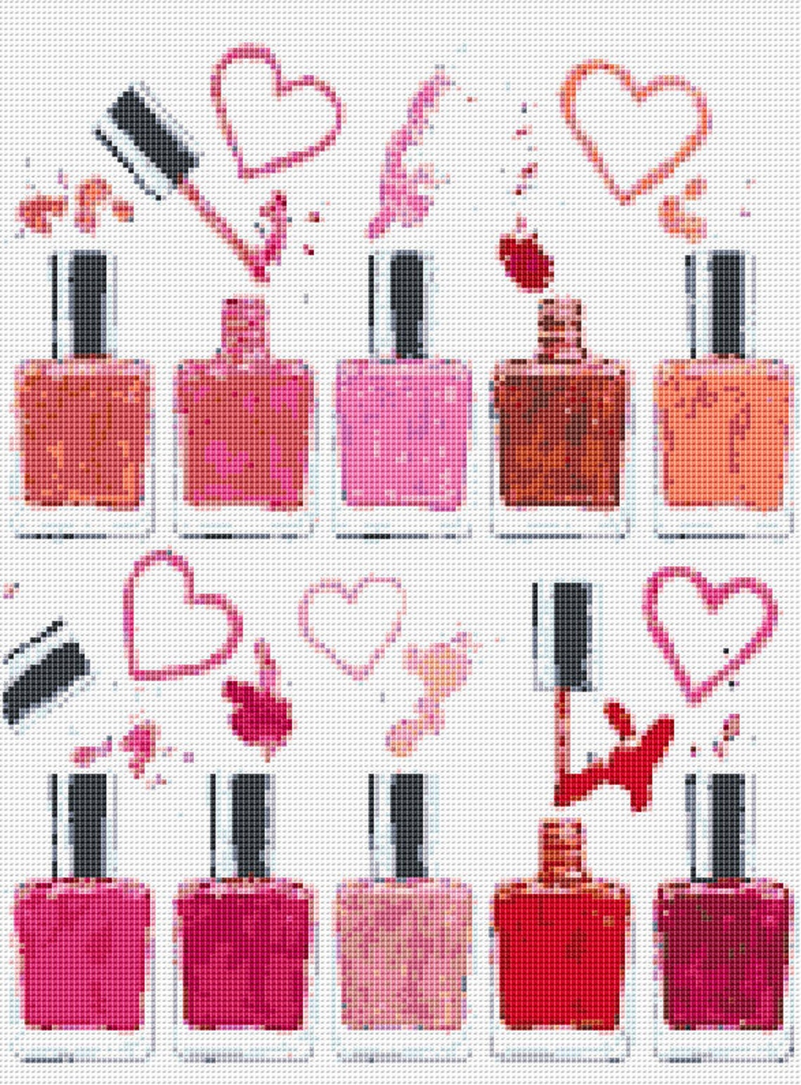 Nail Polish Cross Stitch Pattern Instant PDF Download Makeup Etsy
