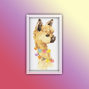 Llama Cross Stitch Pattern 8 Instant PDF Download - Baby Llama Watercolor Cross Stitch Pattern - Animal Cross Stitch Pattern - Baby Room
