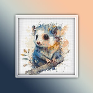 Possum Cross Stitch Pattern 7 Instant Download Instant PDF Download - Possum Watercolor Cross Stitch Pattern - Rodent Cross Stitch Pattern