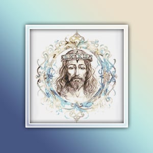 Jesus Christ Cross Stitch Pattern 2 Instant PDF Download - Jesus of Nazareth Watercolor Cross Stitch Pattern - Christianity