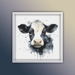 Calf Cross Stitch Pattern 3 Instant PDF Download - Cow Watercolor Cross Stitch Pattern - Animal Cross Stitch Pattern