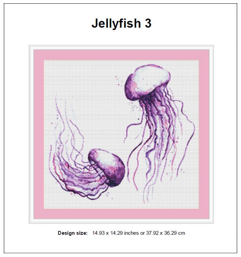 Jellyfish Cross Stitch Pattern 3 Instant PDF Download Sea Etsy