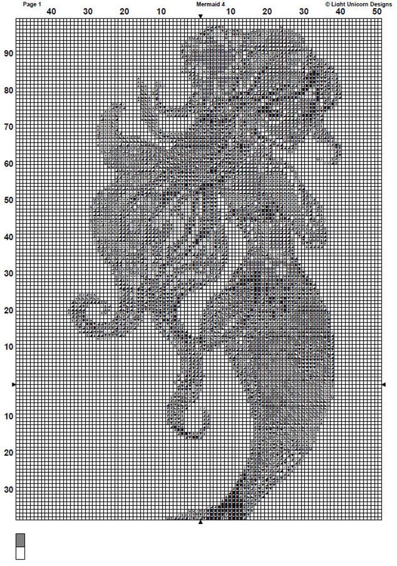 Mermaid Cross Stitch Pattern 4 Instant PDF Download - Woman Watercolor ...