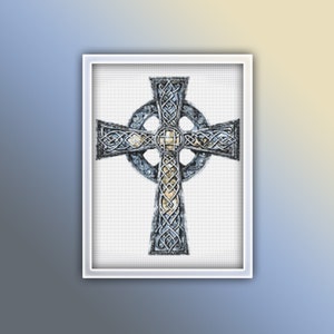 Celtic Cross Cross Stitch Pattern 2 Instant PDF Download | Christianity Watercolor Cross Stitch Pattern | Cross Cross Stitch Pattern |