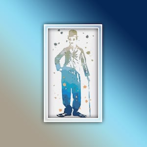 Charlie Chapman Cross Stitch Pattern Instant PDF Download - Charlie Chapman Watercolor Cross Stitch Pattern - Celebrity - Vintage Actor