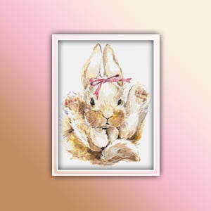 Bunny Cross Stitch Pattern 7 Instant Download Instant PDF Download - Bunny Watercolor Cross Stitch Pattern - Animal Cross Stitch Pattern