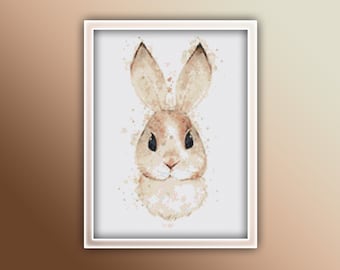 Bunny Cross Stitch Pattern Instant Download Instant PDF Download - Bunny Watercolor Cross Stitch Pattern - Animal Cross Stitch Pattern