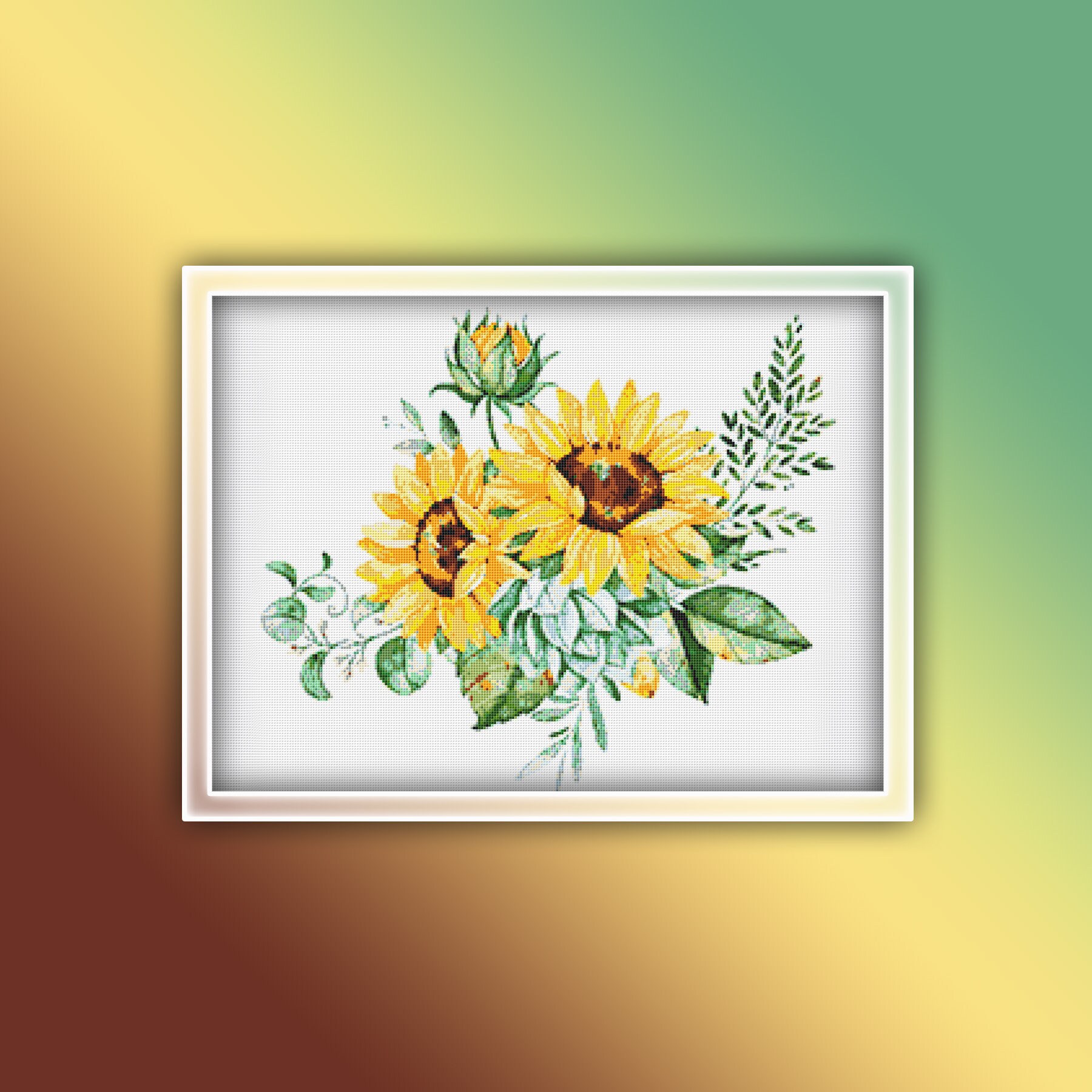 Предпросмотр схемы вышивки подсолнухов 3