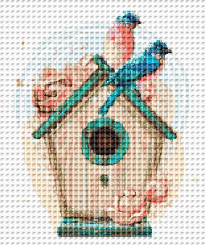 Bird House Cross Stitch Pattern 3 Instant PDF Download Birds - Etsy