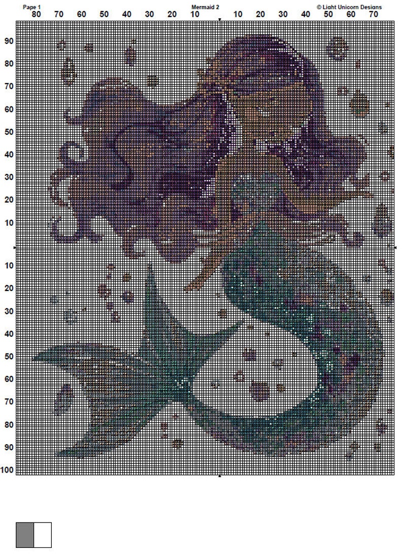 Mermaid Cross Stitch Pattern 2 Instant PDF Download - Mermaid ...