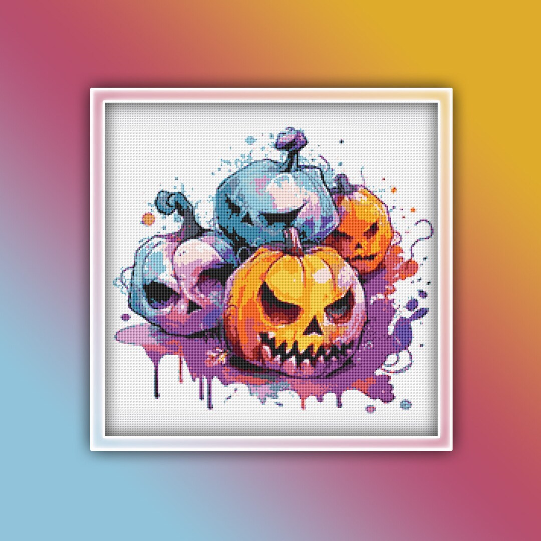 Halloween Pumpkins Cross Stitch Pattern 2 Instant PDF Download - Autumn ...